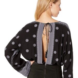 Intimately Free People XS On Board Bodysuit Black and Lavender deep V-Neck